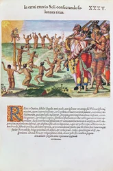 Ritual de adoración al sol con una ofrenda de un ciervo, de 